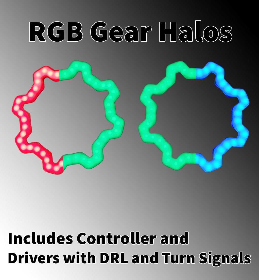 "Gear" RGB Halos - Contrôleur inclus avec DRL et Clignotants