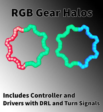 "Gear" RGB Halos - Contrôleur inclus avec DRL et Clignotants