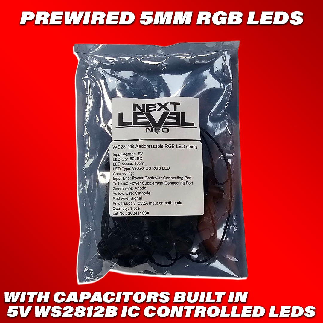 Pre-Wired 5mm RGB Flow Series LEDs  - Headliner LEDs
