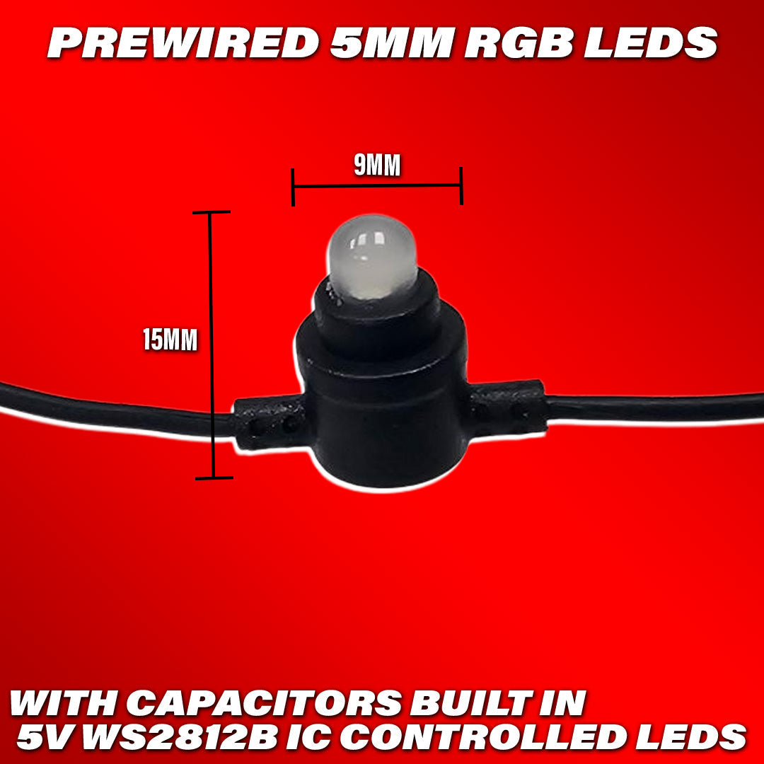 Pre-Wired 5mm RGB Flow Series LEDs  - Headliner LEDs