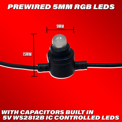 Pre-Wired 5mm RGB Flow Series LEDs  - Headliner LEDs